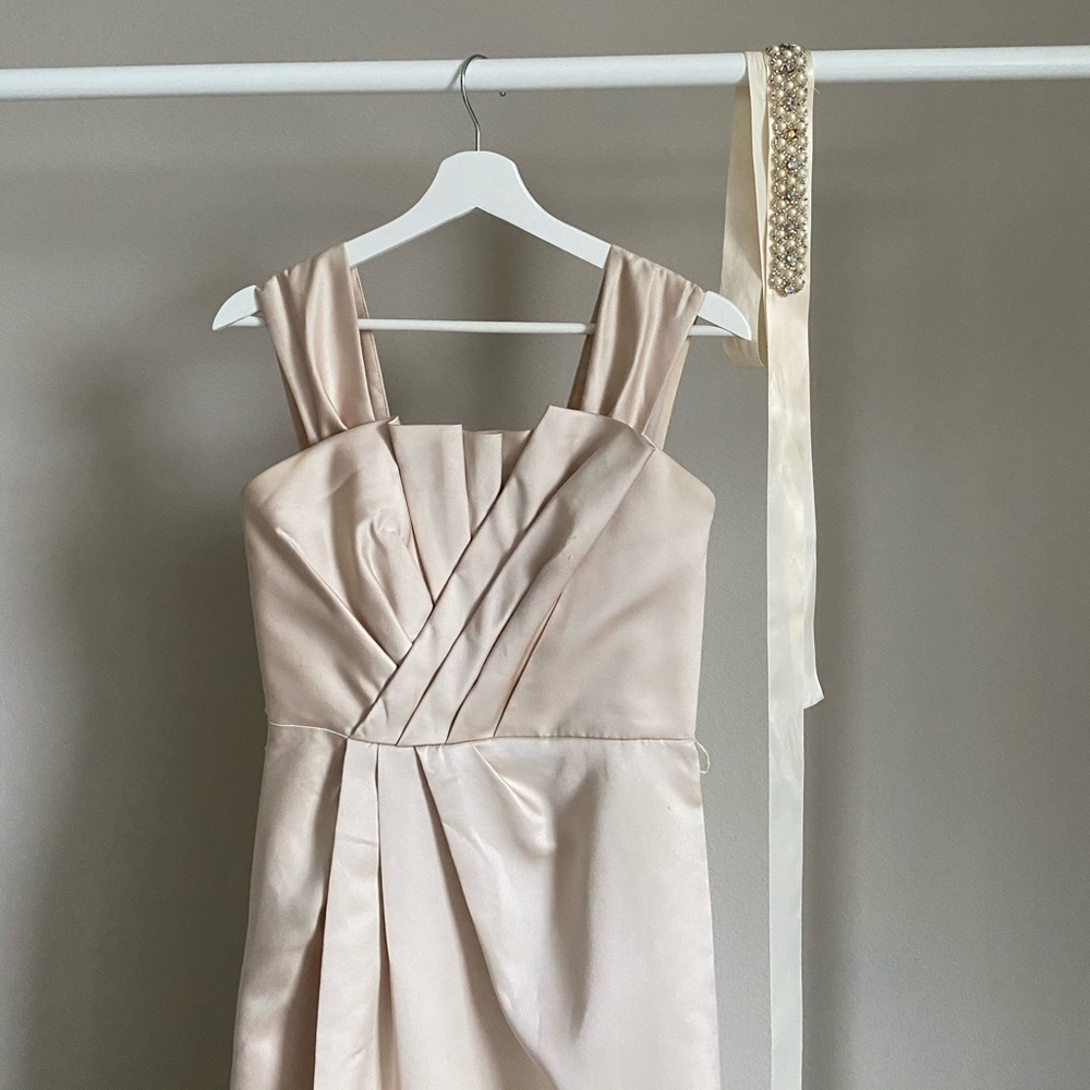 Couture Vera Wang bridal bridesmaid dress gown drop waist pleated drape corset